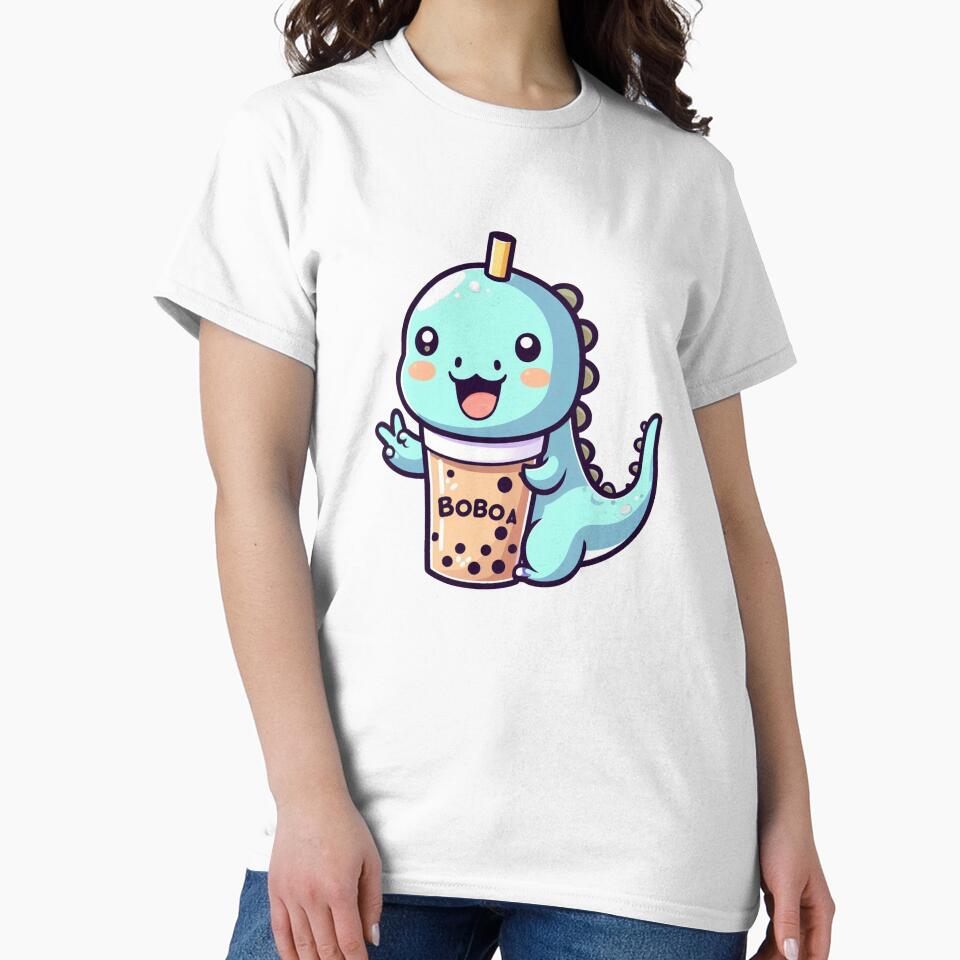 Blue dinosaur as a bubble tea cup for stickers by SaraDatCool