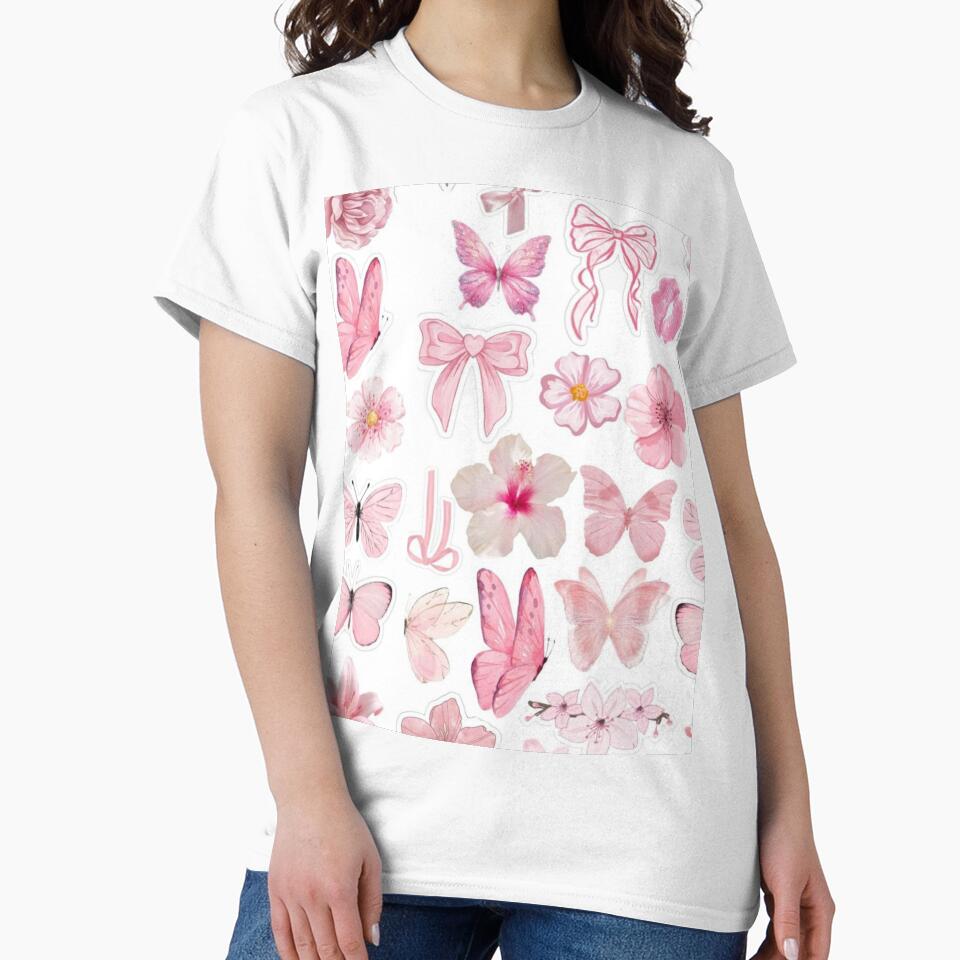 Pink Coquette Sticker Pack Aesthetic Butterfly and Flowers by Camistudios