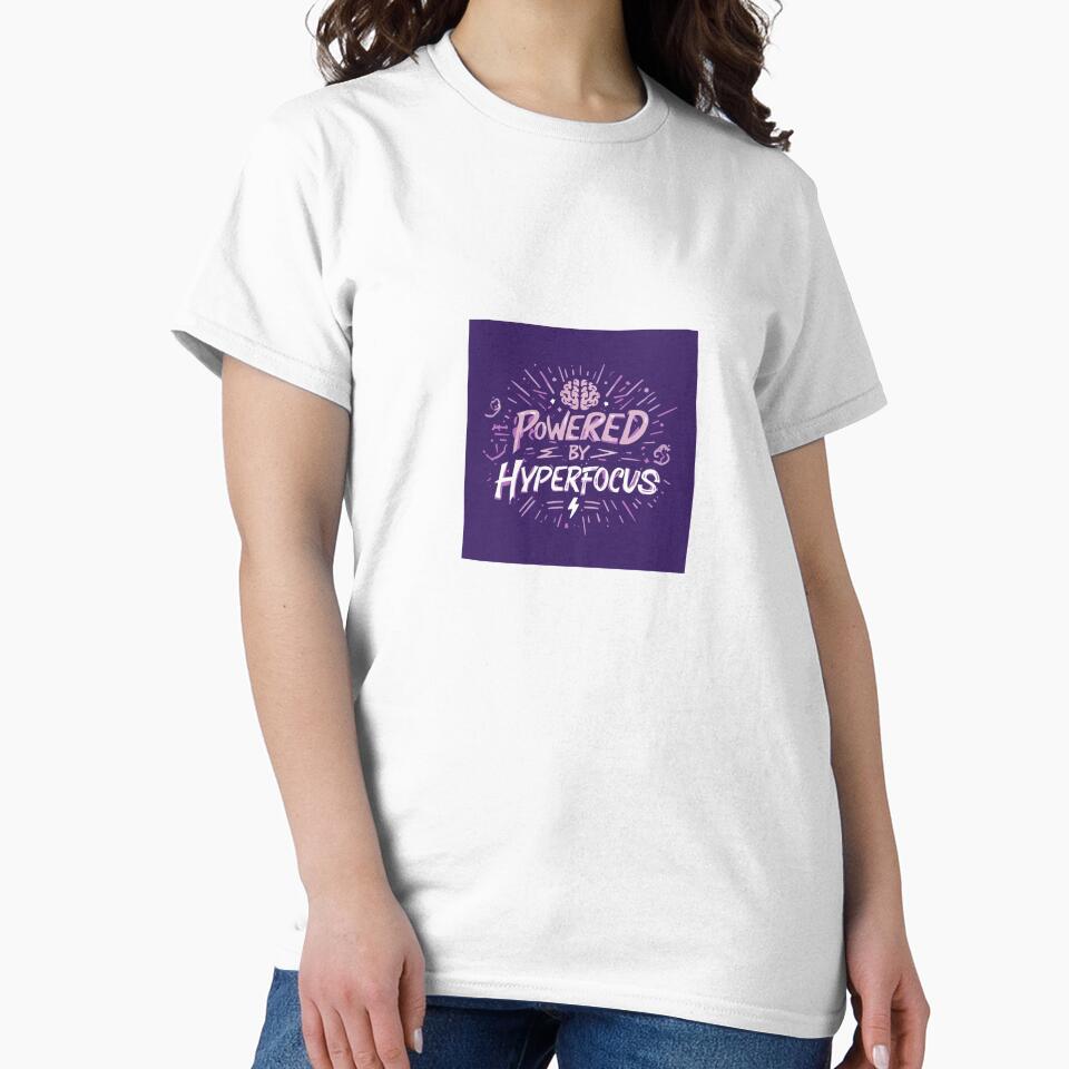 Powered by Hyperfocus ADHD Neurodivergent Funny Quote by LMJ Creative