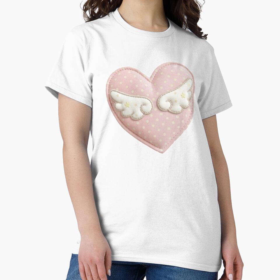 angel wing pink heart patch by teethfairy