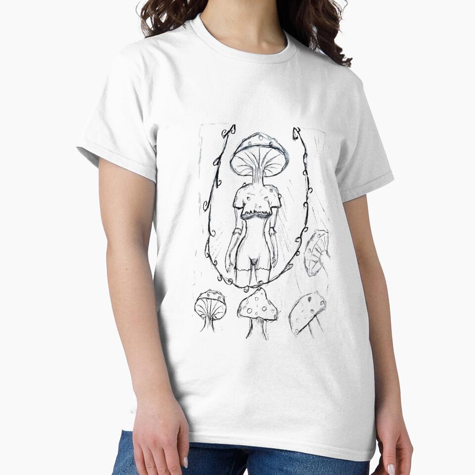 Mystical Mushroom Girl Botanical Sketch by Distort-wear