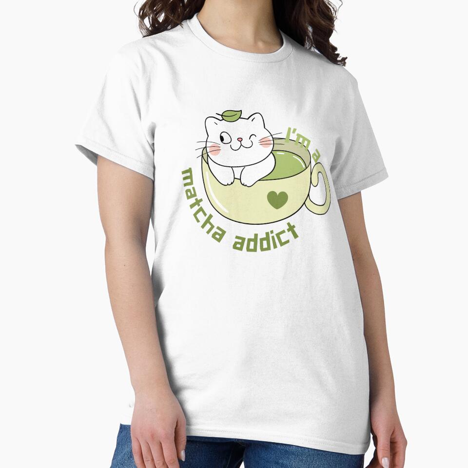 Cute Matcha Addict Cat – Kawaii Kitty in Matcha Cup Illustration by MUKUND FASHION DESIGN