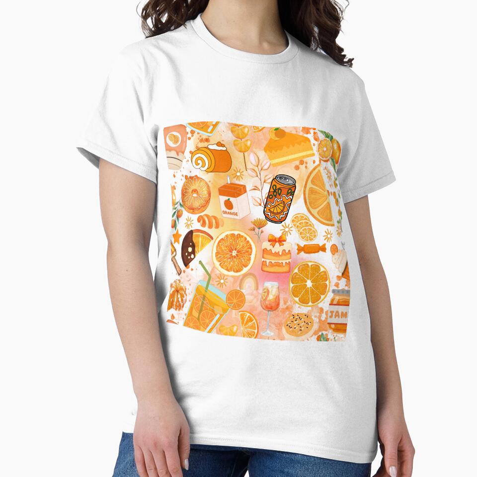 Orange Citrus Pattern on Black – Vibrant Fruit Illustration for Summer, Foodie & Retro Aesthetic by StudioSamanthaa