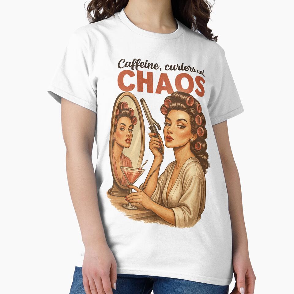 Funny Retro Caffeine Curlers and Chaos by legendaryskins