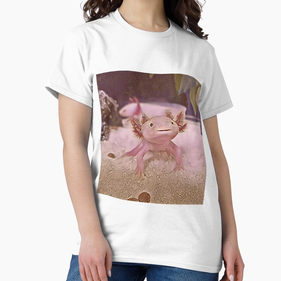 Pink and Gold Axolotl - axolotl art by wildlifezen