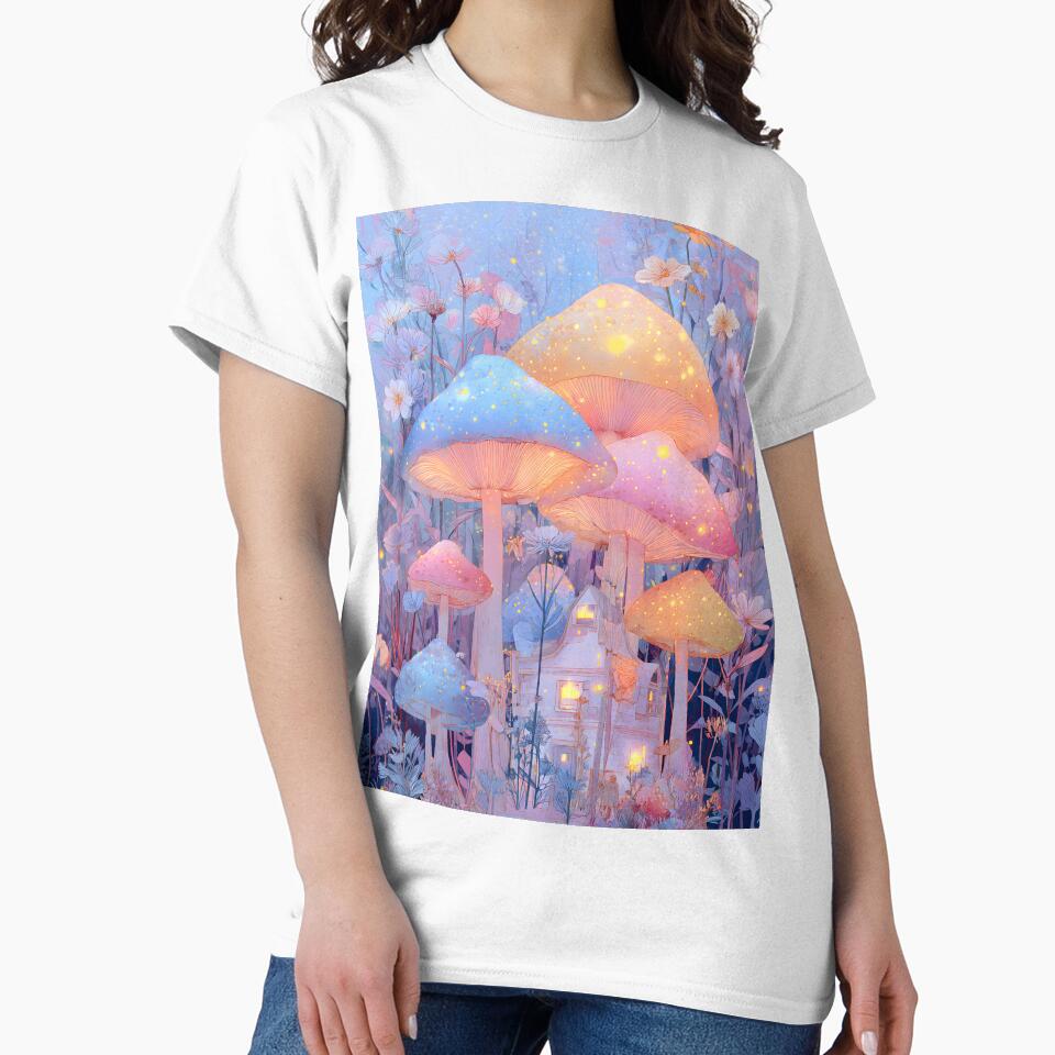 Light Whimsical Pastel Fairy House, Mushrooms & Flowers by MedicinalMushies