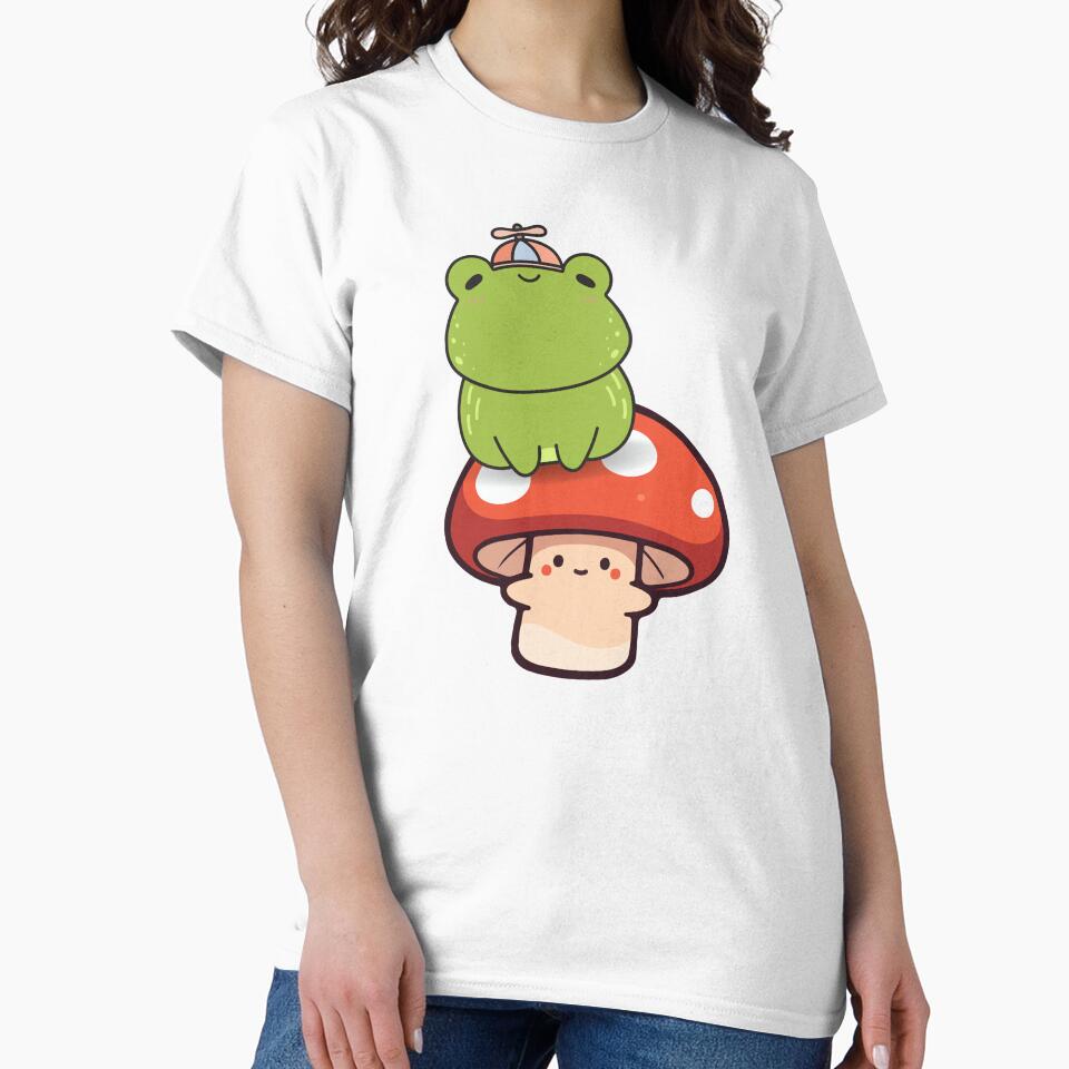 kawaii frog on a mushroom by masked-mumbler