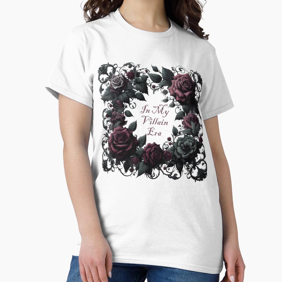 In My Villain Era - Goth Black Vine and Red Rose Frame by Club Vino Creative LLC
