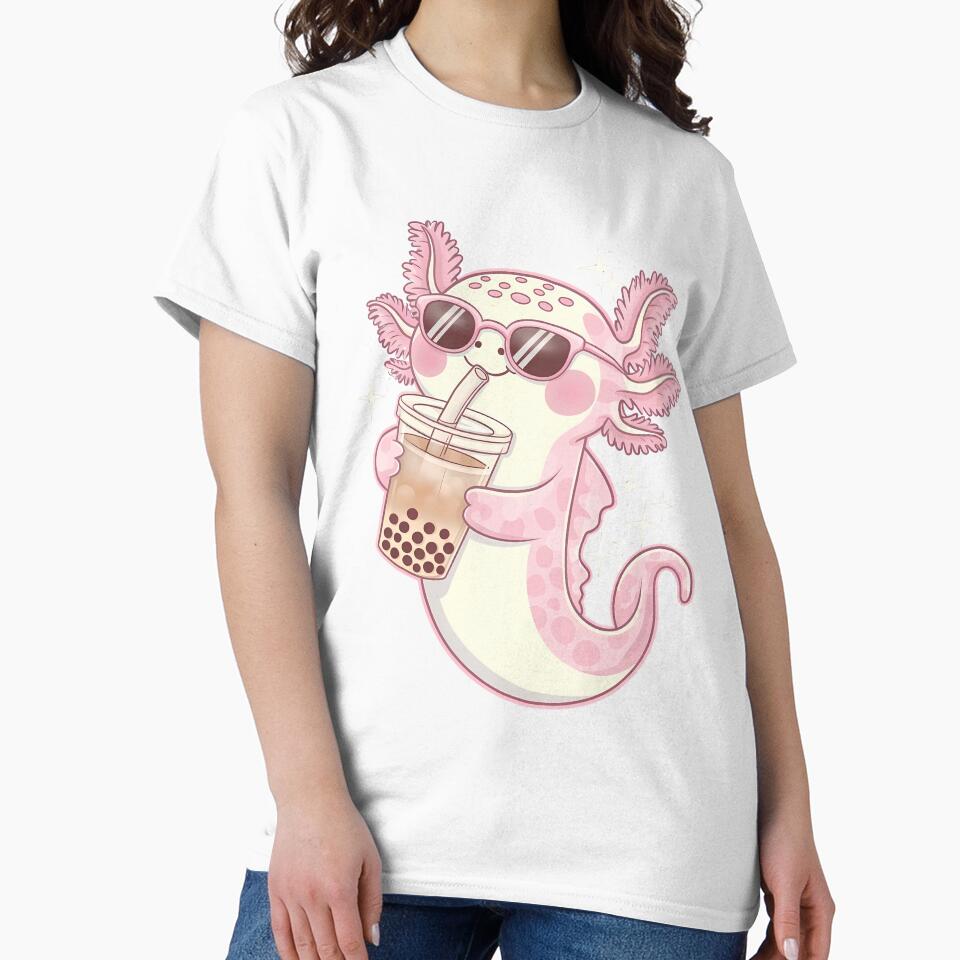 Axolotl Bubble Tea by Funny Vintage Stickers And T-Shirts