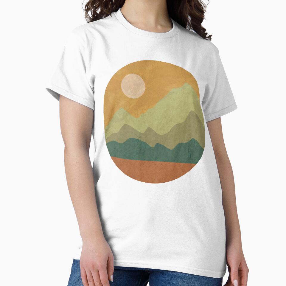 Retro Sunset Landscape Circle Vintage Earth Tone Nature Design by TickleTeeCo
