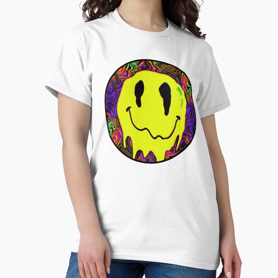Classic Smiley – Drippy Yellow Rave Face Art by remipebbles