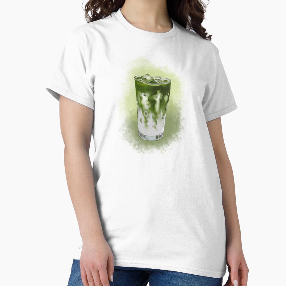 Iced matcha latte aesthetic realistic drink illustration by Design by Sara