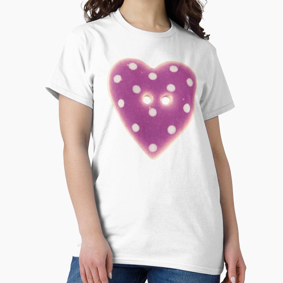 purple polka dot heart button by teethfairy