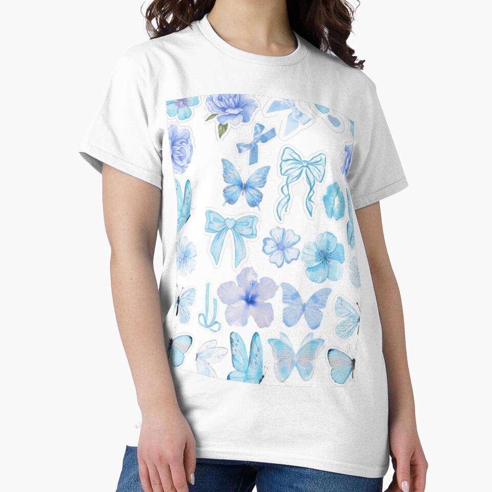 Blue Coquette Sticker Pack Aesthetic Butterfly and Flowers by Camistudios