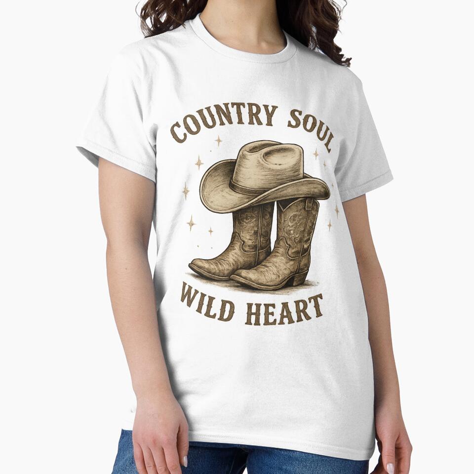 Country Soul Wild Heart – Cowgirl Boots & Hat Western Design by  QuarterHorseArt by Just my Studio