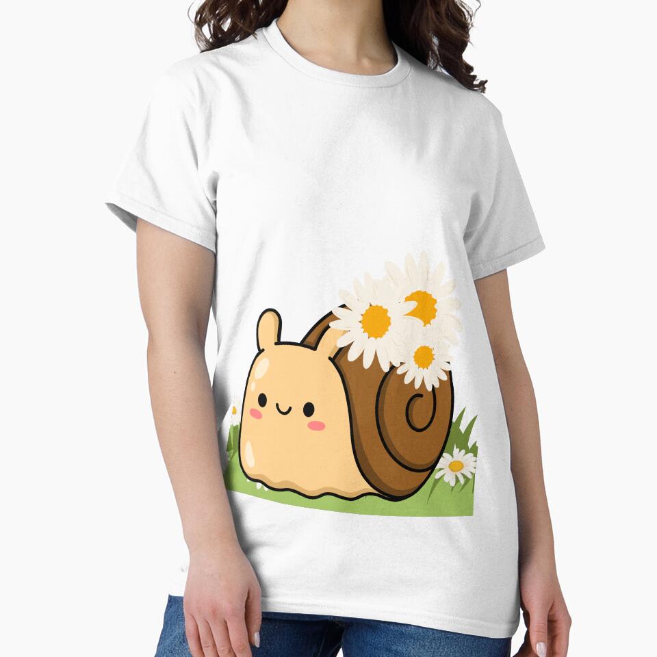 Snail with a Flower – Slow and Bloom Whimsical T-Shirt by OursLab