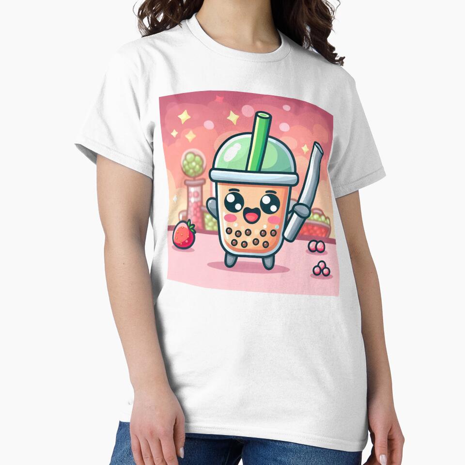bubble tea kawaii ninja with boba world background by SaraDatCool