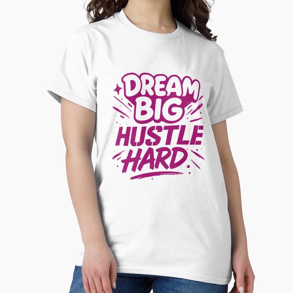 Dream Big Hustle Hard – Neon Magenta by MarCinu Art