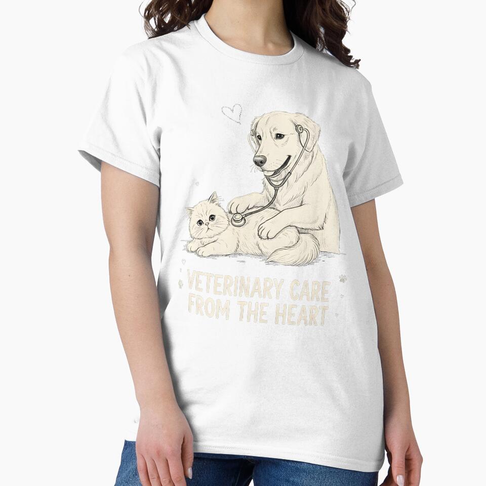 Veterinary Care From The Heart - Golden Retriever and Cat Art by Trendora Stor