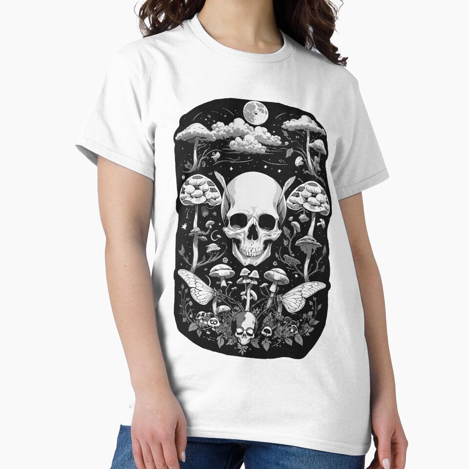 Gothic Aesthetic: Skull, Moths, Mushrooms by LoFiArtFart
