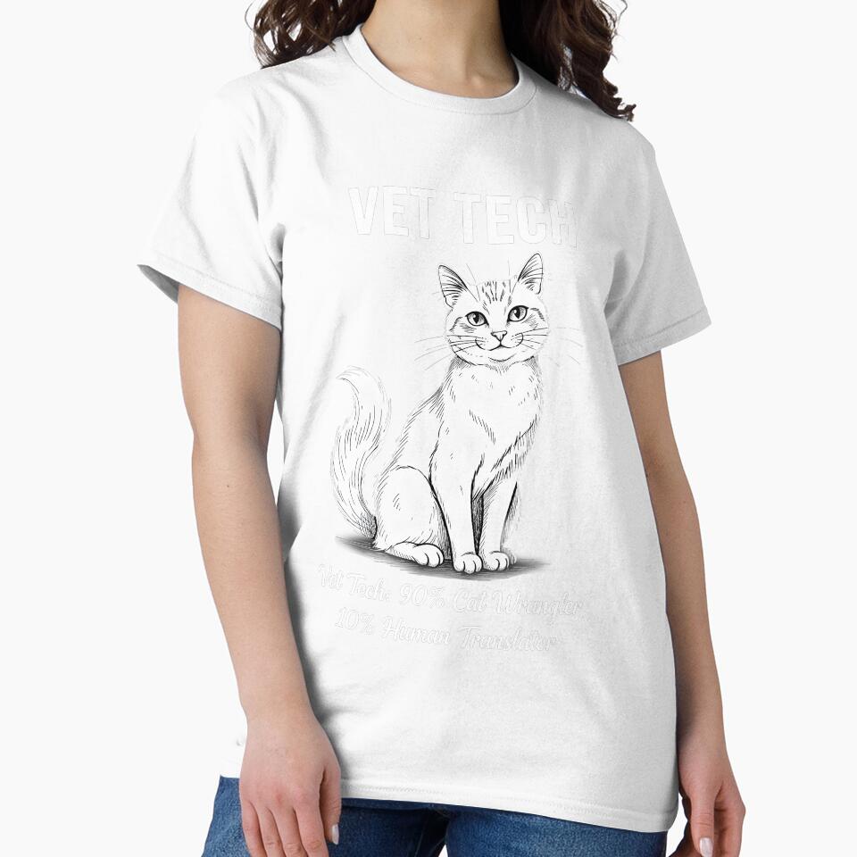 Funny Vet Tech Cat Wrangler and Human Translator Design by Trendora Stor