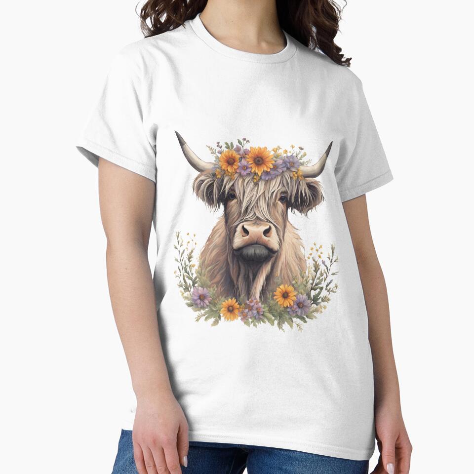 Flower Crown Highland Cow by ColourCove