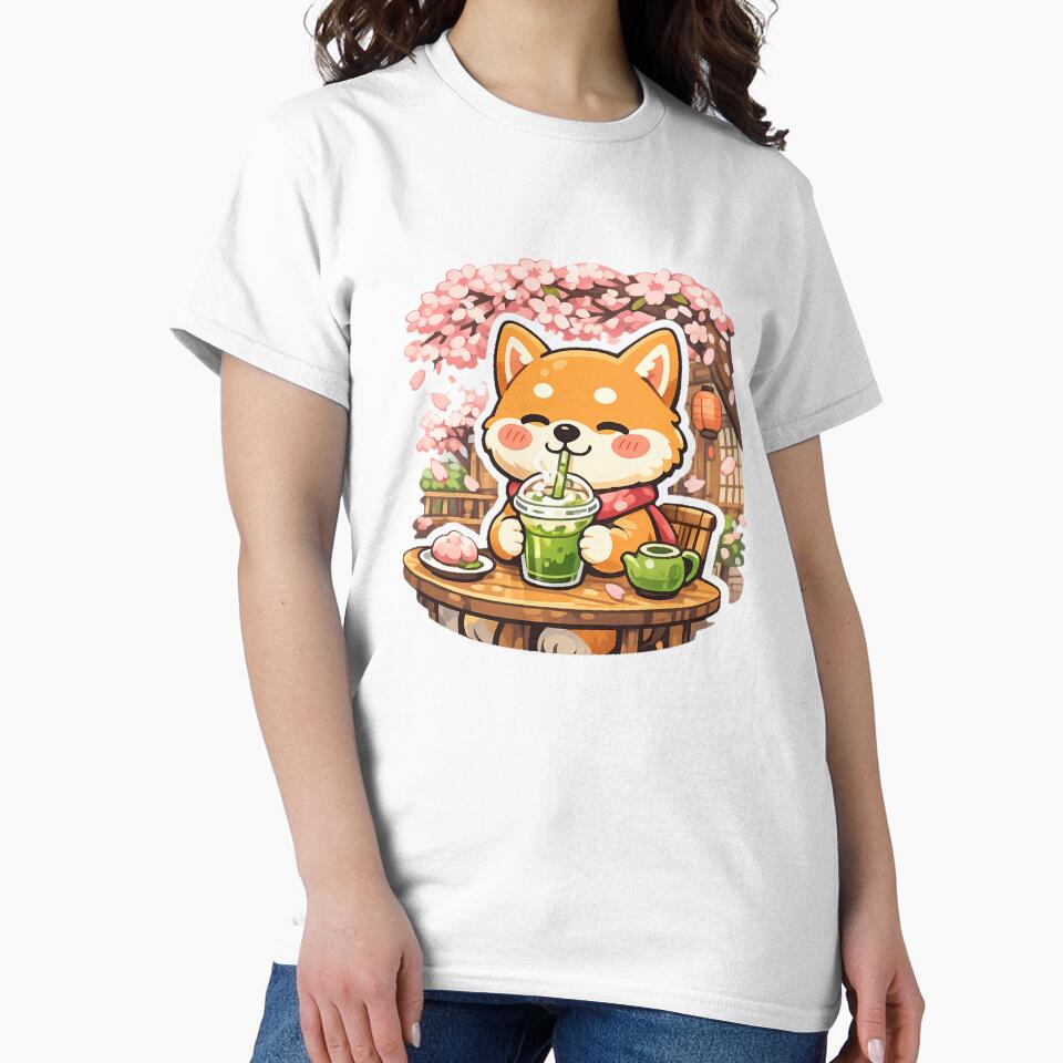 Sakura Matcha Shiba Inu – Cute Japanese Spring Cafe Aesthetic by kawaii animal store (in Japan)