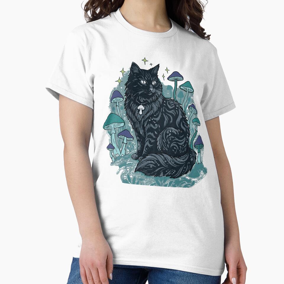 Whimsigoth Black Cat Forest Folk Art by LeshanArt