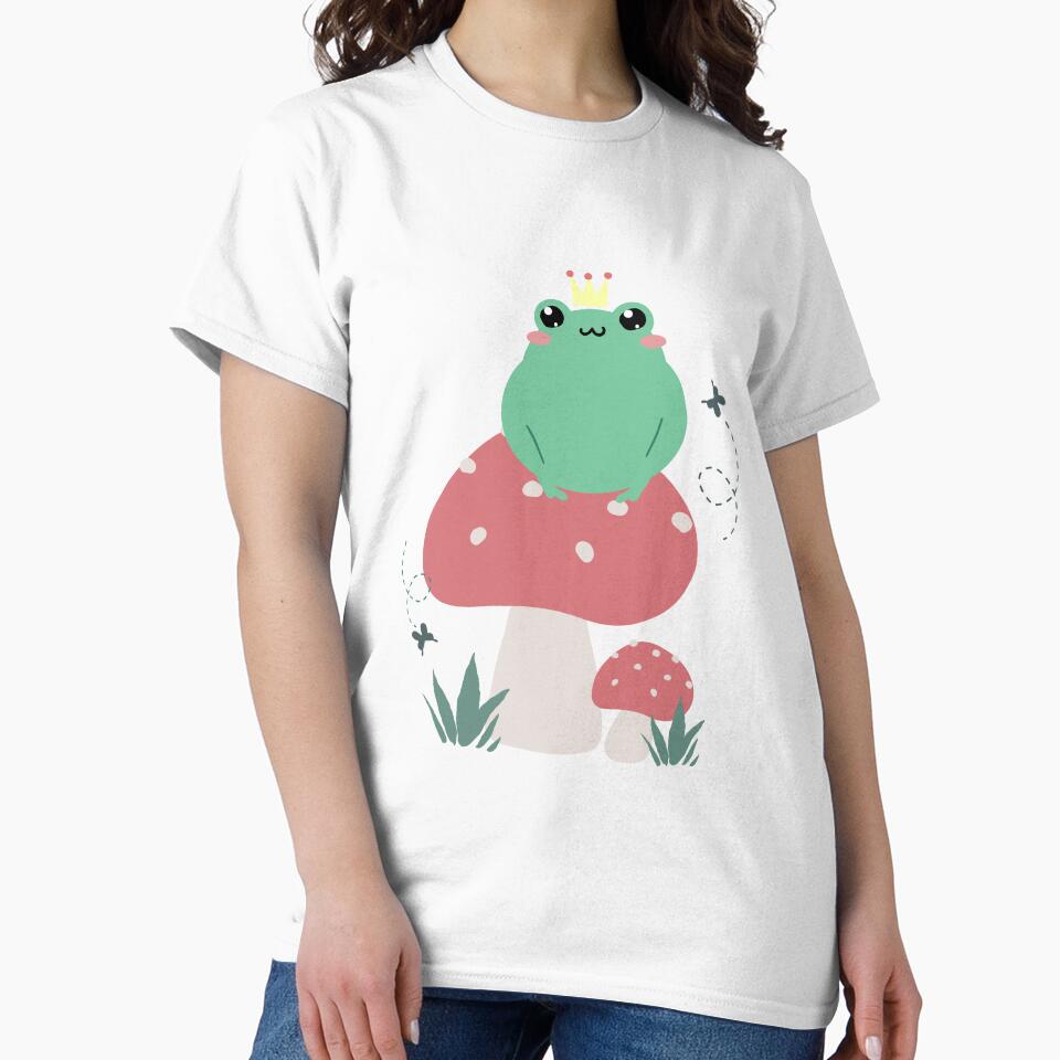 Cute Frog Prince Sitting on a Toadstool by elunemori