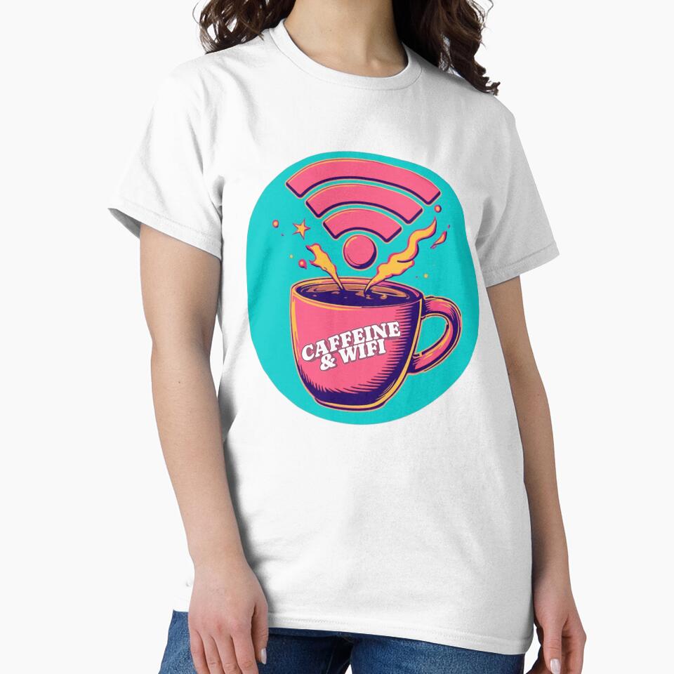 Caffeine and Wifi Powered - Funny Retro Freelancer & Digital Nomad Sticker by The Silly Grumpy Society
