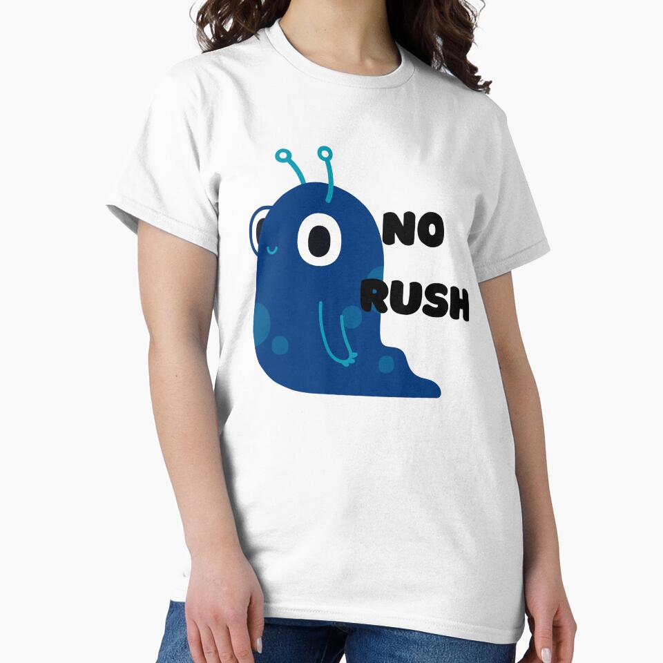 No Rush - Cute Blue Slug Slow Living Art by RohiMade