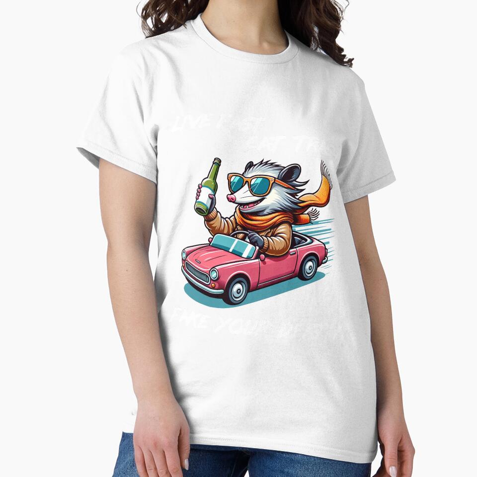 Live Fast, Eat Trash, Fake Your Death Funny Cute Opossum Shirt Gift for Possum Lovers by dystopic