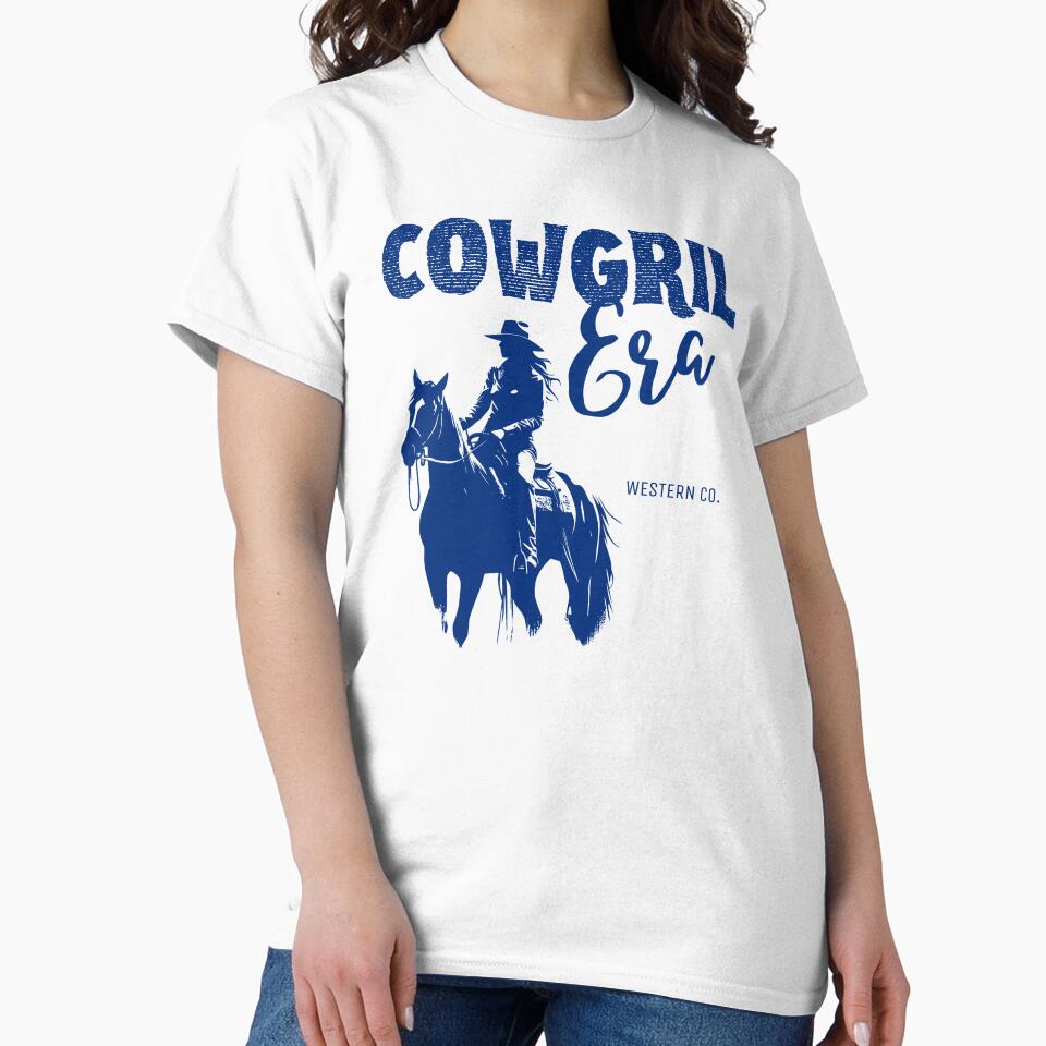 COWGIRL Era | Vintage Blue Cowgirl Silhouette and Horse Print by tarzbol