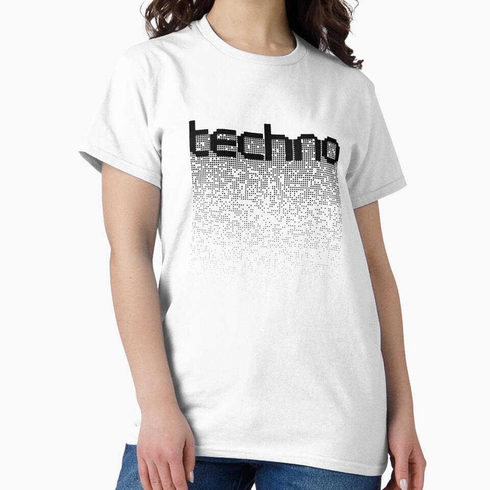 Techno Music Fading Pixels (Black) by MusicMerchLab