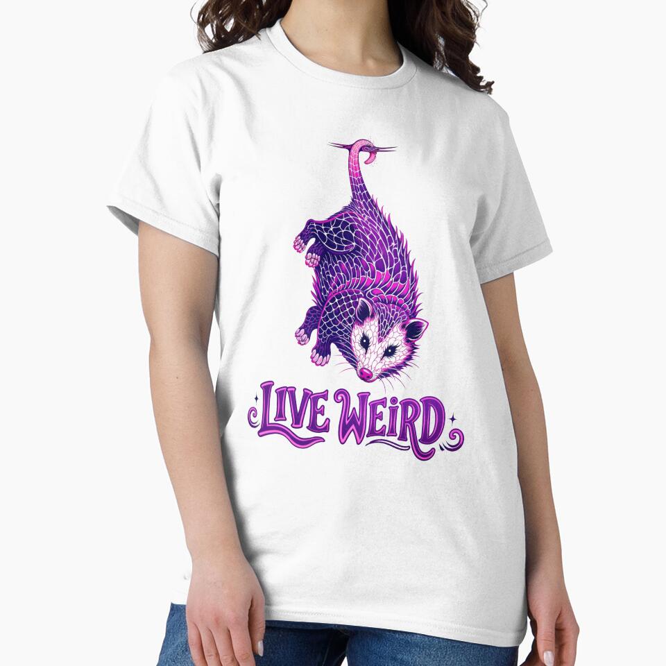 Live Weird Purple Opossum Funny Trash Cat by LSphere Art