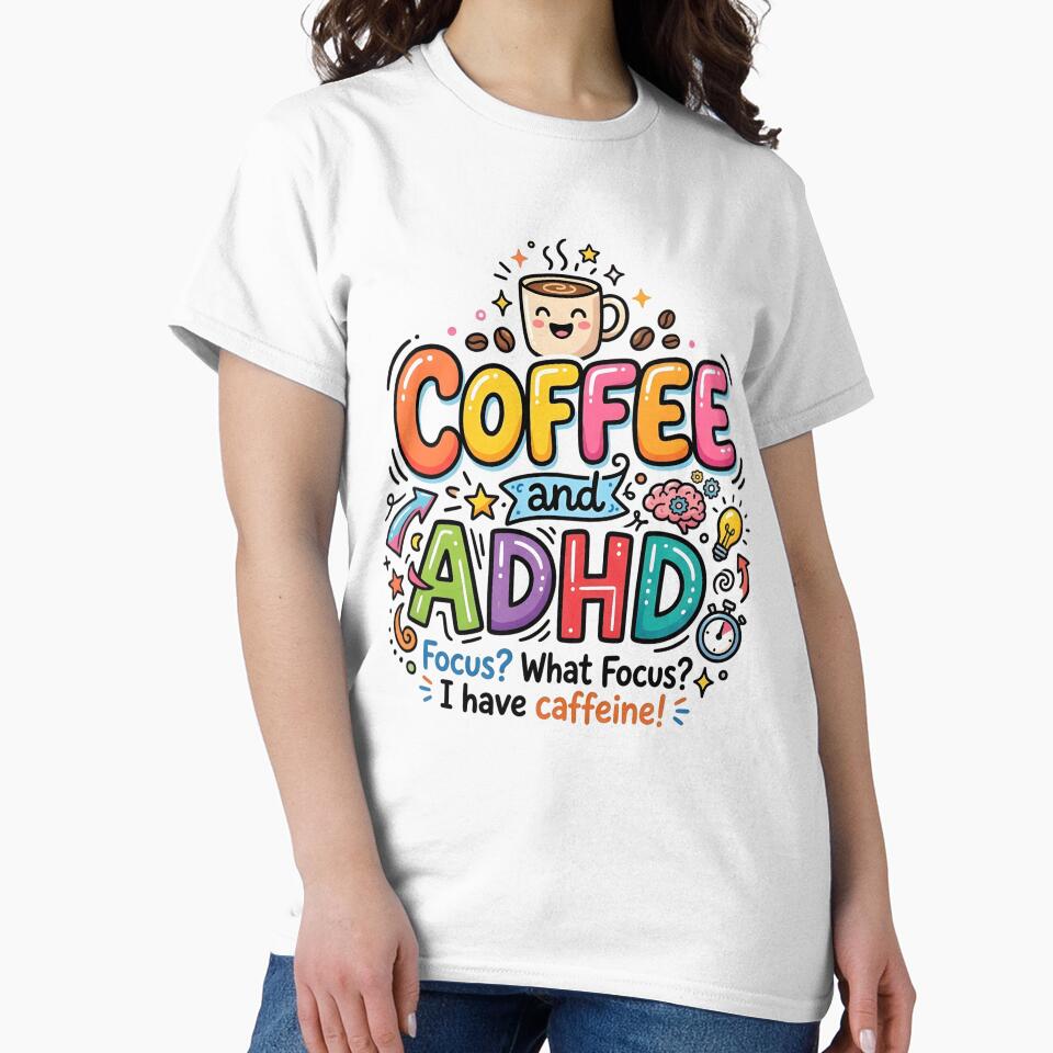 Powered by coffee and adhd funny quote by Marti’s Shop Corner