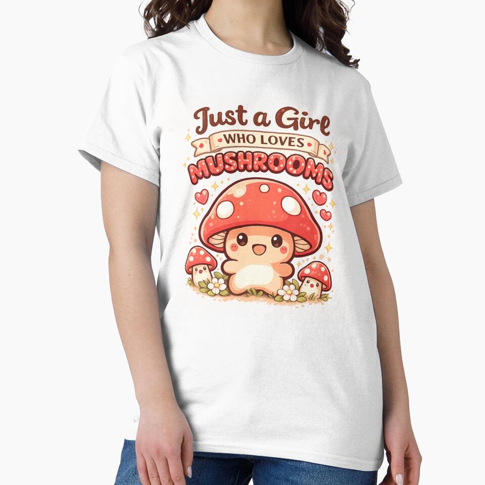 Cute Kawaii Mushroom Sticker & T-Shirt Design by RoPrincess