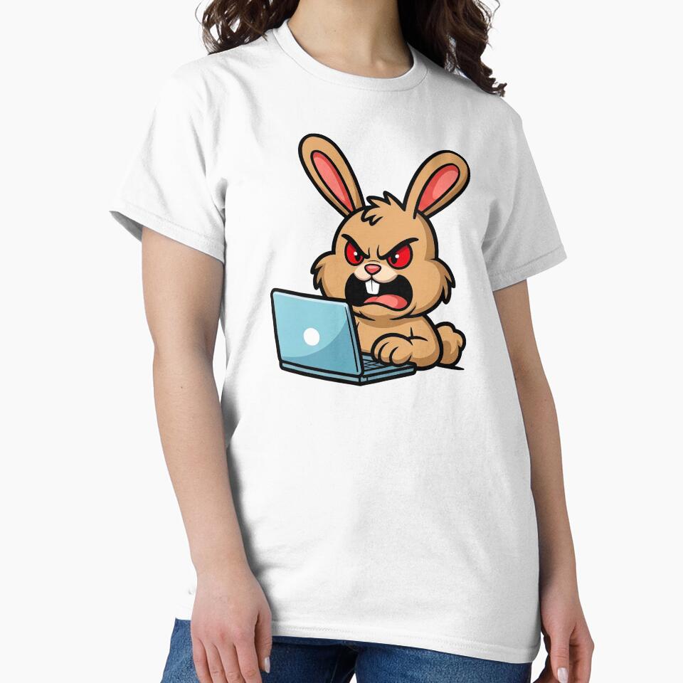 Stressed Bunny with Laptop - Angry Rabbit Working Mascot by MavtM