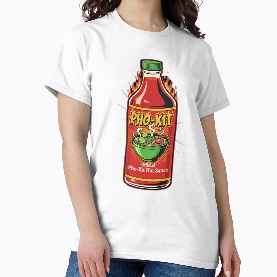 Official Pho-Kit Hot Sauce Bottle Funny by Oommen Studio