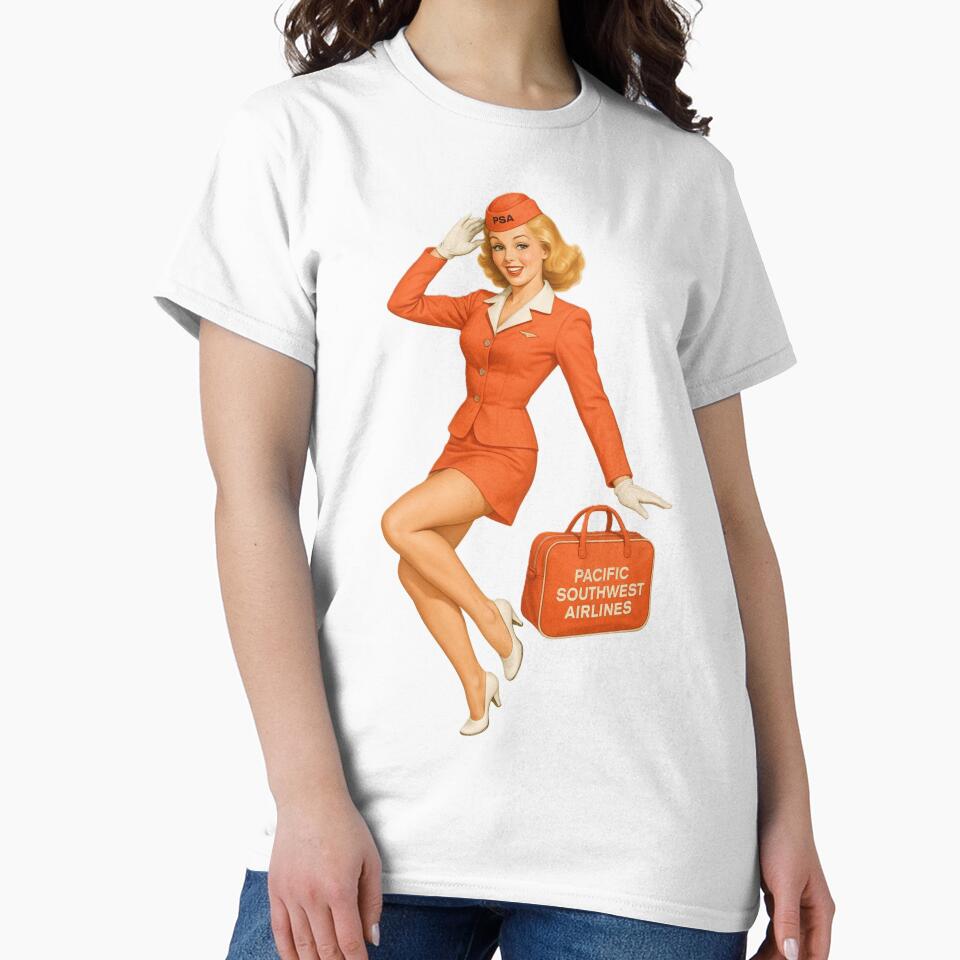 pacific southwest airlines stewardess pinup girl flight attendant by PilotandPlane
