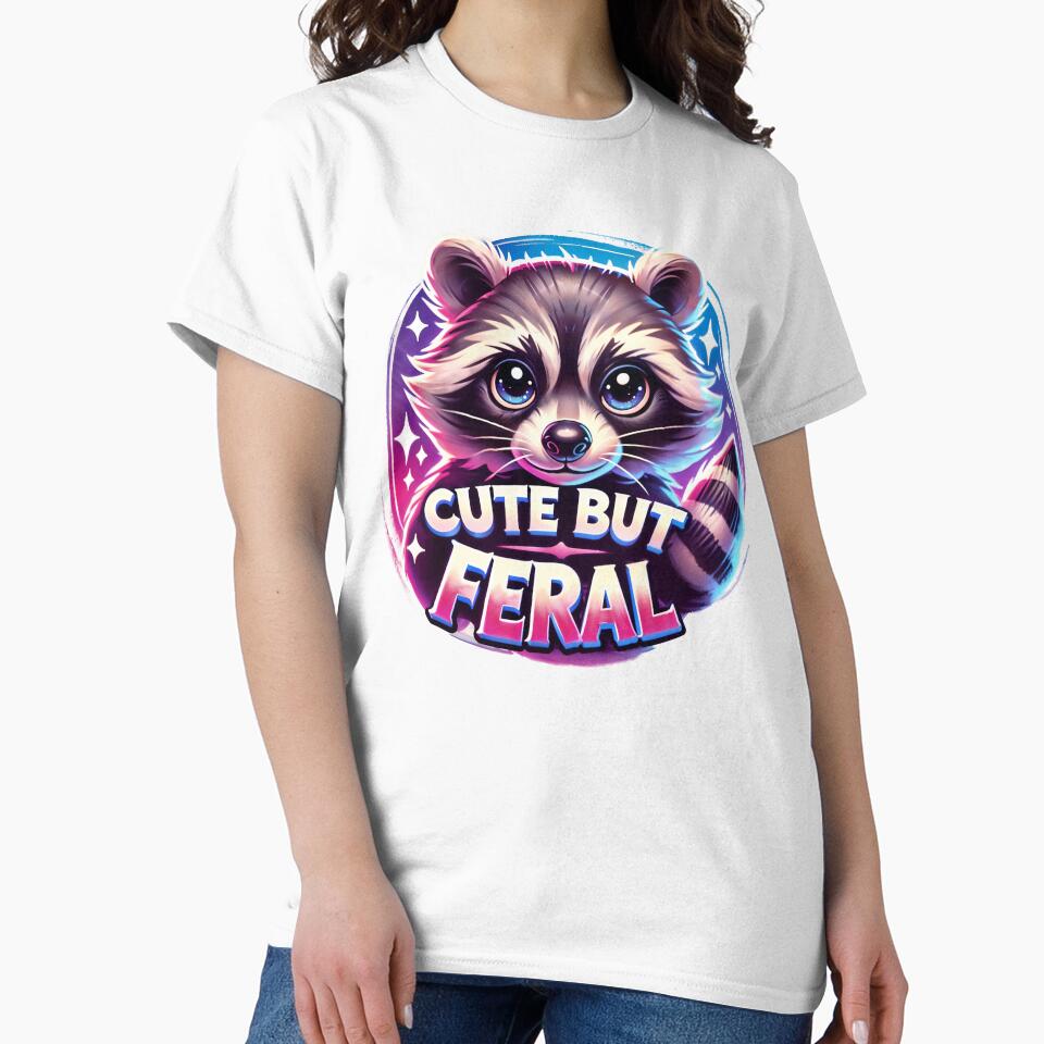 Cute But Feral Funny Raccoon – Colorful Meme for Raccoon Lovers by Victor Shadehorn