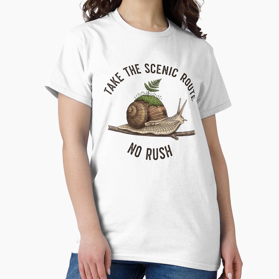 Take The Scenic Route Snail - Nature T-Shirt by Atlasera Studio