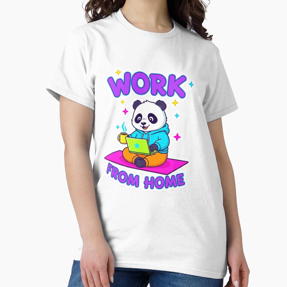 Cute Work From Home Panda Sticker – Kawaii Remote Work Laptop Coffee Decal by snaperos