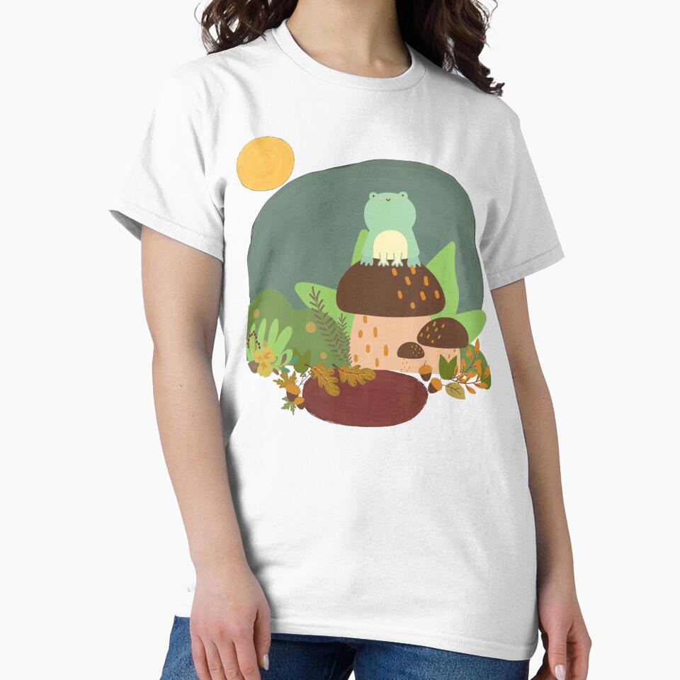 Frog on a Mushroom, Frog in a Fog by Dog Terrier Lovers