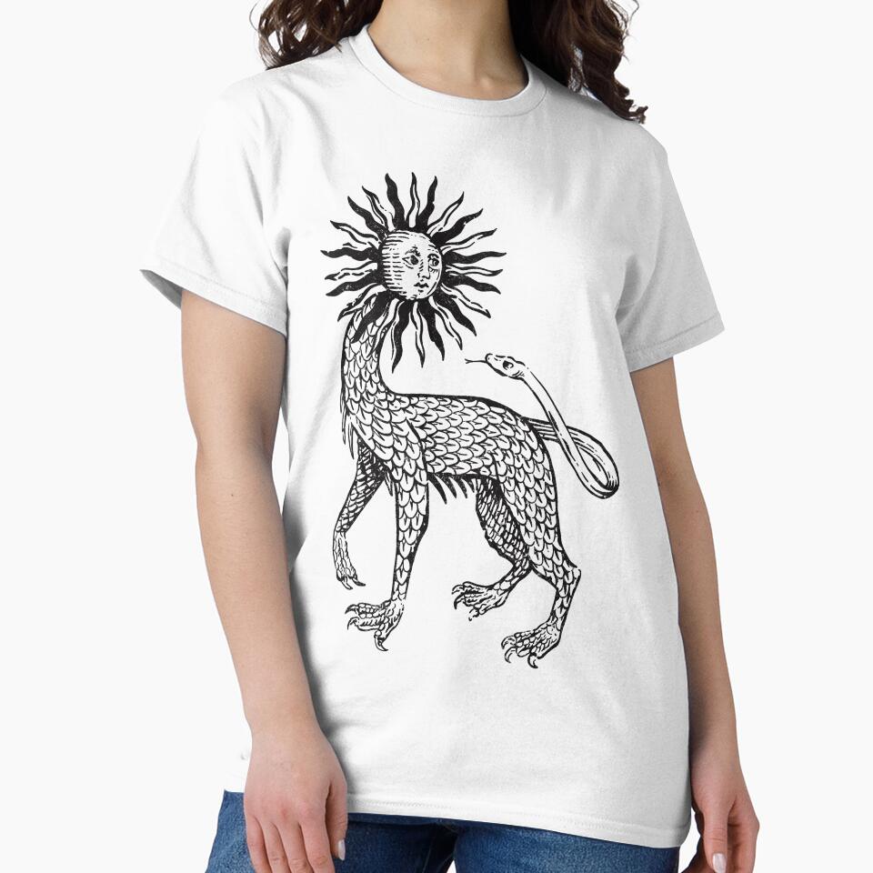 Medieval Beast Engraving - Esoteric Line Drawing - Black Version by Arcane Orchid