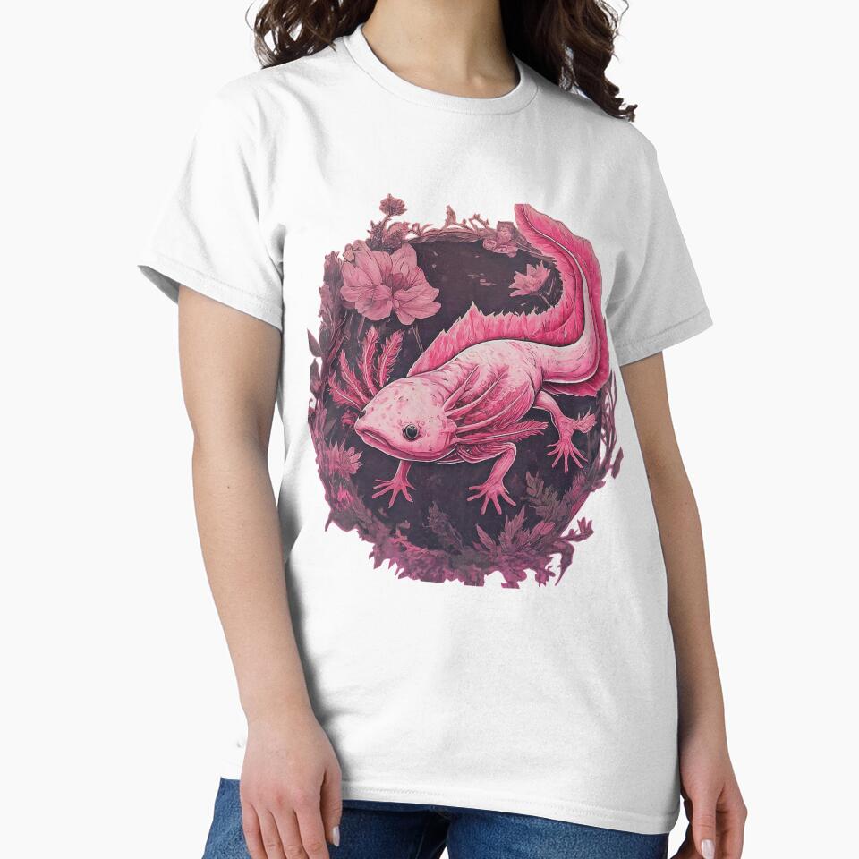 Floral Pastel Pink Axolotl by CreatureZDesign