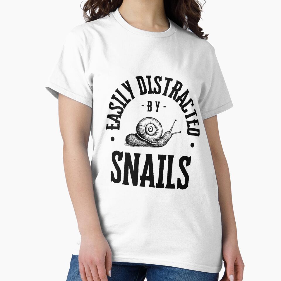 Easily Distracted by Snails – Funny Vintage Snail Lover Shirt by theinkedprintco