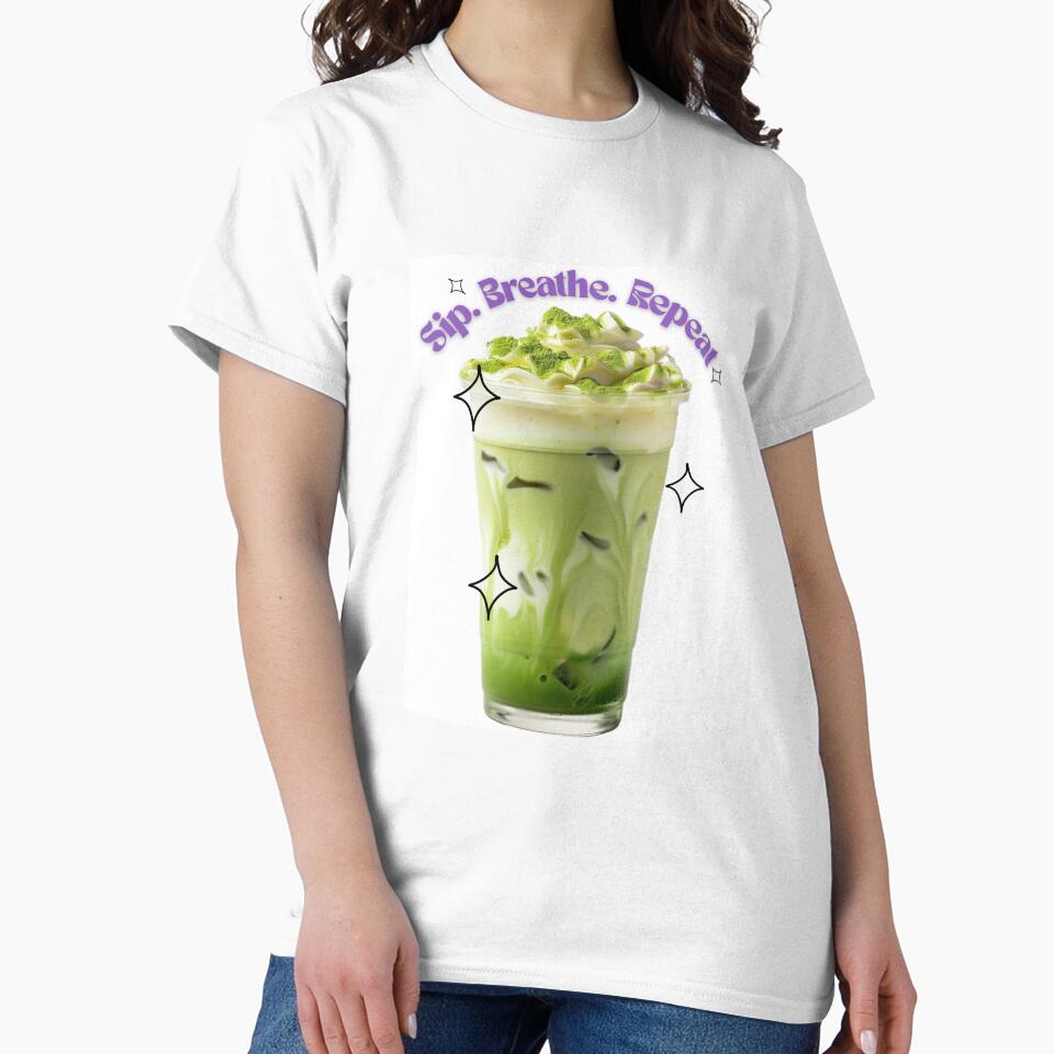 Sip. Breathe. Repeat – Matcha Aesthetic Iced Latte Design by Designnari