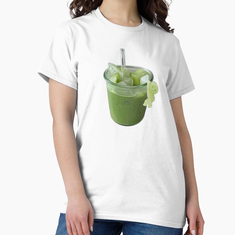 iced matcha latte with smiski by g0r0mi