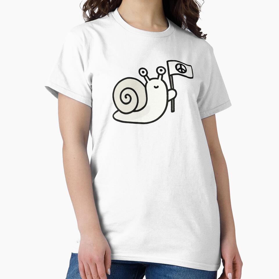 Peaceful Snail - Cute Minimalist Peace Sign by buglevel